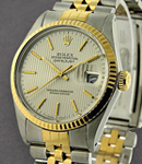 2-Tone Datejust 36mm with Yellow Gold Fluted Bezel on Jubilee Bracelet with Silver Tapistry Dial