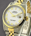 2-Tone Datejust 36mm with Yellow Gold Fluted Bezel on Jubilee Bracelet with White Roman Dial