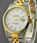 2-Tone Datejust 36mm with Yellow Gold Fluted Bezel  on Jubilee Bracelet with White Stick Dial