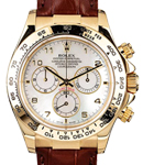 Daytona Cosmograph in Yellow Gold on Brown Alligator Leather Strap with MOP Arabic Dial
