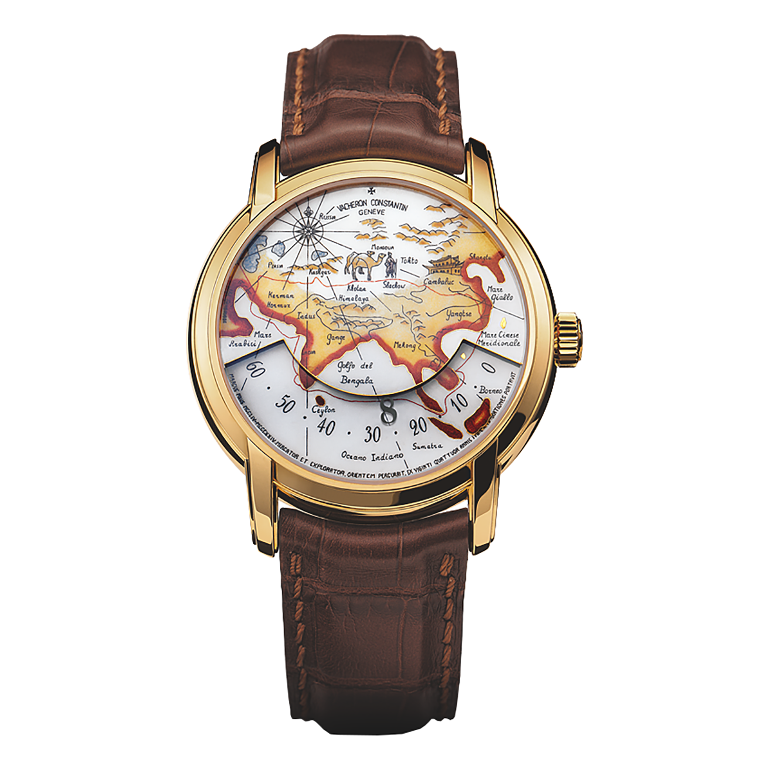 Metiers d Art - Tribute to Marco Polo Yellow Gold on Strap with Polychrome Dial