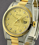 Datejust 36mm 2-Tone with Yellow Gold Fluted Bezel  on Oyster Bracelet with Champagne Jubilee Diamond Dial