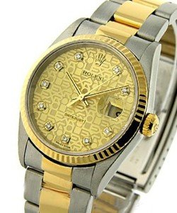Datejust 36mm 2-Tone with Yellow Gold Fluted Bezel  on Oyster Bracelet with Champagne Jubilee Diamond Dial
