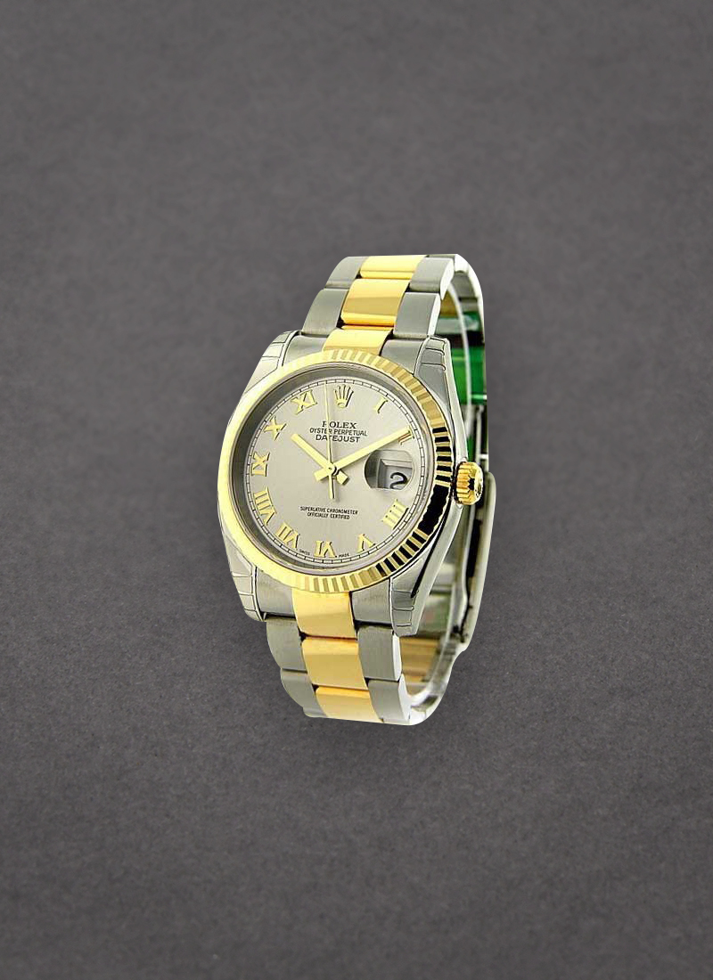 Rolex Unworn Datejust 36mm in Steel with Yellow Gold Fluted Bezel