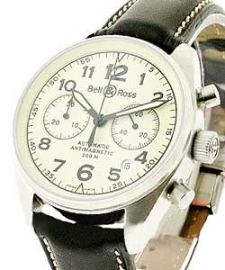 Vintage 126 Chronograph Steel on Strap with Beige Dial 