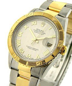 Datejust 2-Tone with Turn-O-Graph Bezel on Oyster Bracelet with Silver Roman Dial