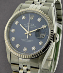 Men's Datejust 36mm with White Gold Fluted Bezel on Jubilee Bracelet with Blue diamond Dial