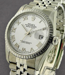 Men's Datejust 36mm with Engine Bezel on Jubilee Bracelet -  White Roman Dial