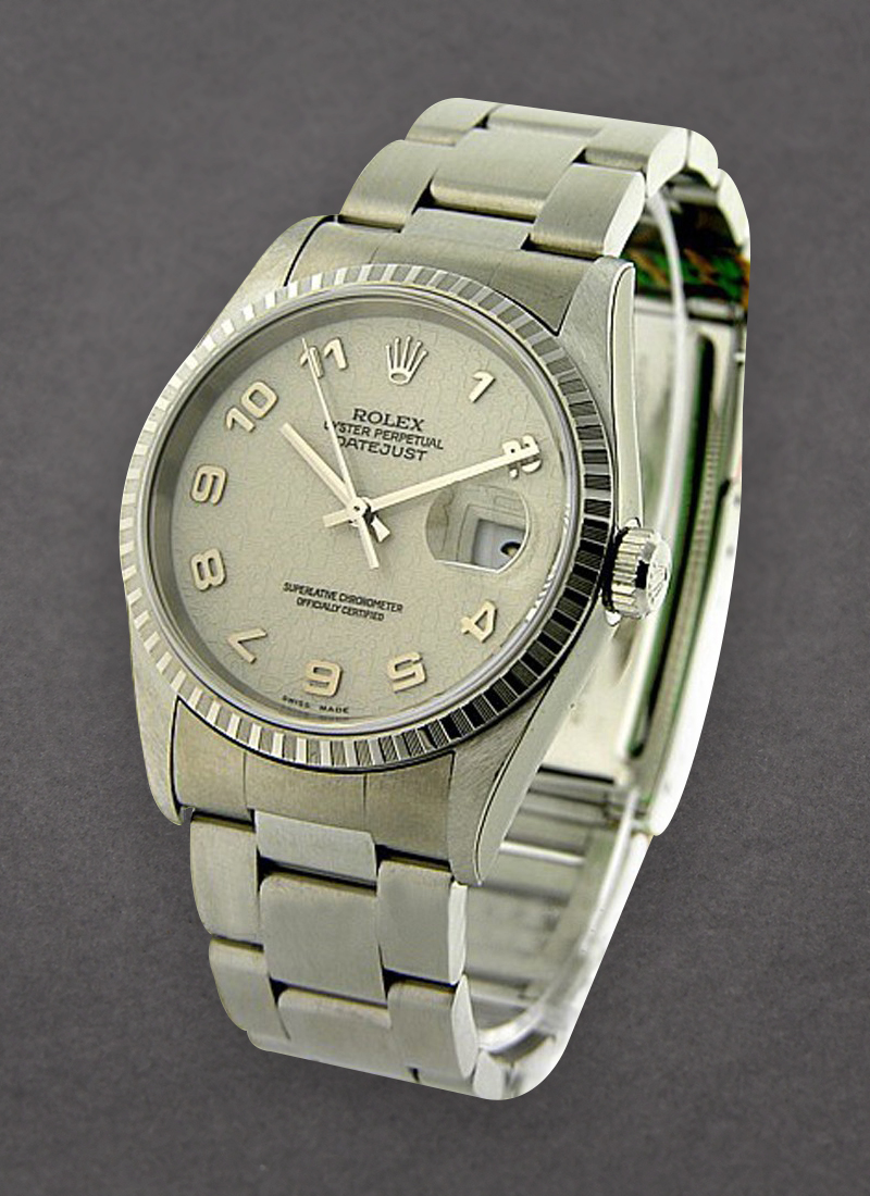 Pre-Owned Rolex Datejust 36mm in Steel with Engine-Turned Bezel