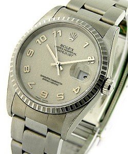 Datejust 36mm in Steel with Engine-Turned Bezel on Oyster Bracelet with Ivory Jubilee Arabic Dial