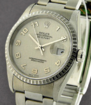 Datejust 36mm in Steel with Engine-Turned Bezel on Oyster Bracelet with Ivory Jubilee Arabic Dial