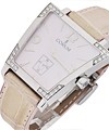 Trapeze with Partial Diamond Bezel Steel on Strap with Pink Mother of Pearl Dial