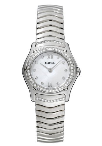 Classic Wave Lady's 27mm Quartz in Steel On Steel Bracelet with Mother of Pearl Diamond Dial