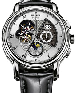 Chronomaster Open Grande Date Moonphase in Steel on Black Alligator Leather Strap with Silver Dial
