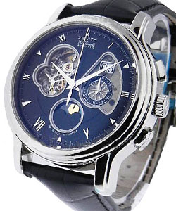 Chronomaster XXT Open Grande Date Moonphase in Steel on Black Leather Strap with Black Dial