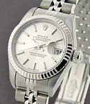 Lady's Datejust in Steel with White Gold Fluted Bezel on Steel Jubilee Bracelet with Silver Stick Dial