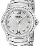 Classic Wave in Steel with Diamond Bezel on Steel Bracelet with White Mother Of Pearl Diamond Dial