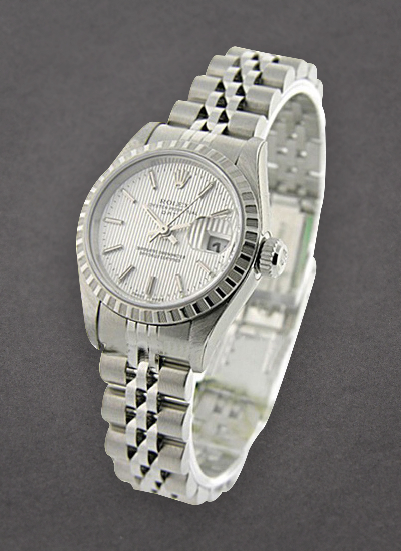 Pre-Owned Rolex Lady's Date 26mm in Steel with Engine Bezel