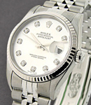 Datejust 36mm in Steel with Fluted Bezel  on Jubilee Bracelet with Silver Diamond Dial