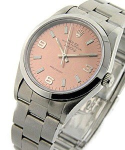 Air King 34mm in Steel with Smooth Bezel on Oyster Bracelet with Salmon Arabic Dial