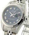 Lady's Datejust in Steel with White Gold Fluted Bezel on Steel Jubilee Bracelet with Blue Roman Dial