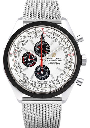 Chrono-Matic 1461 49mm in Steel with Rotating Bezel on Steel Aero Classic Braclet with Mercury Silver Dial