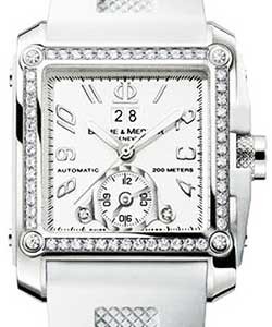 Hampton Square Steel on Strap with White Dial and pave diamonds