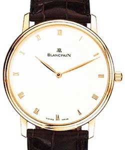 Villeret Ultra-Slim in Rose Gold on Crocodile Leather Strap with Silver Dial