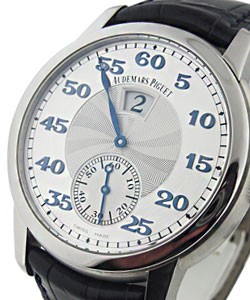 Jules Audemars Minute Repeater Jumping Hours in Platinum on Black Leather Strap with Silver Dial
