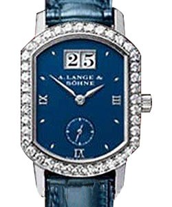 Arkade Mens Manual in White Gold with Diamond Bezel On Blue Crocodile Strap with Blue Dial
