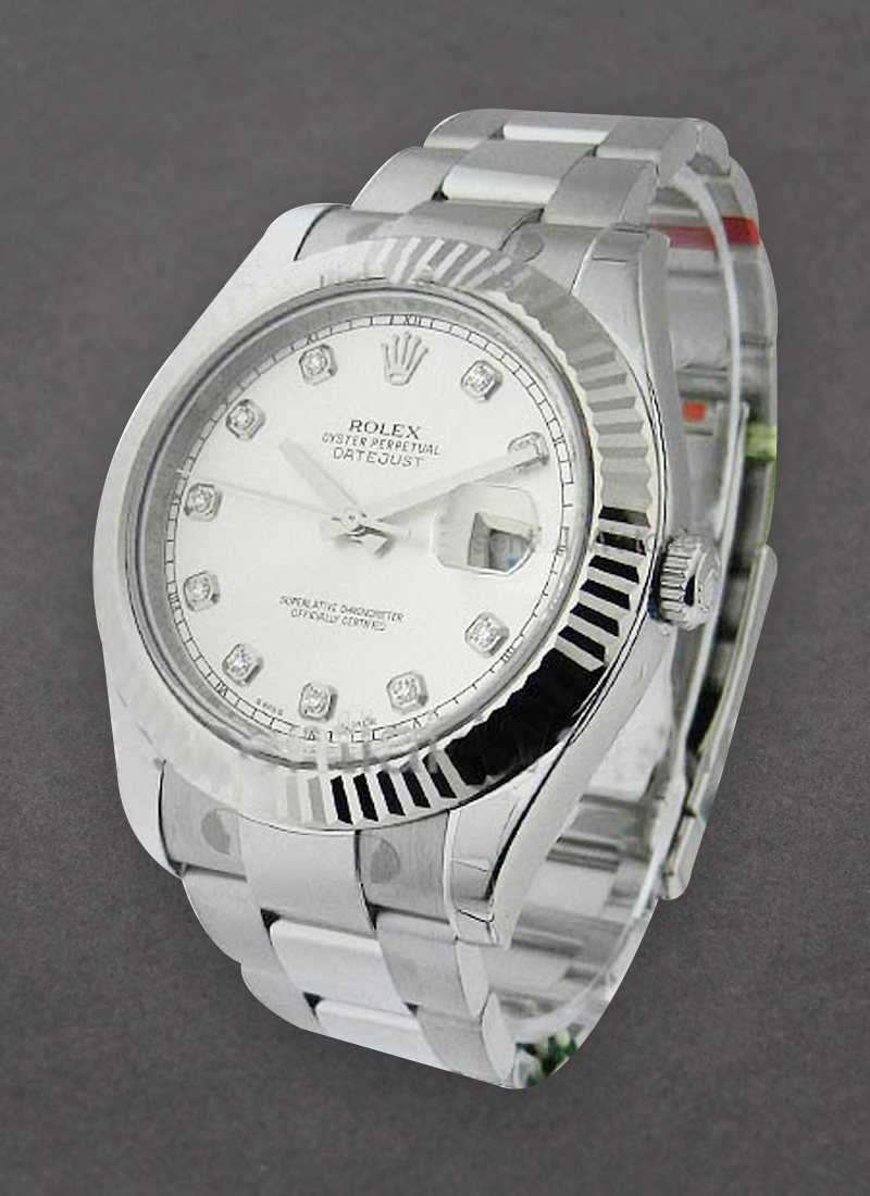 Rolex Unworn Datejust II 41mm in Steel with White Gold Fluted Bezel