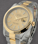 Datejust DJ II in Steel with Yellow Gold Fluted Bezel on Oyster Bracelet with Champagne Stick Dial