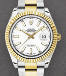 Datejust DJ II in Steel with Yellow Gold Fluted Bezel on Bracelet with White Stick Dial