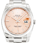 Date 34mm in Steel with Domed Bezel on Oyster Bracelet with Pink Index Dial