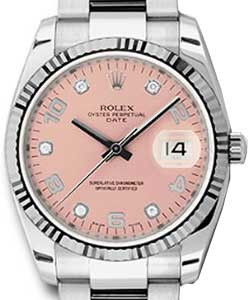 Date in Steel with Fluted Bezel On Steel Oyster Bracelet with Pink Dial