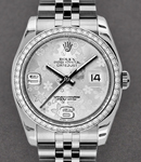 Datejust 36 mm in Steel with Diamond Bezel on Jubilee Bracelet with Silver Floral Dial