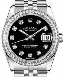 Datejust 36 mm in Steel with Diamond Bezel on Jubilee Bracelet with Black Diamond Dial