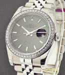 Datejust 36mm in Steel with Diamond Bezel on Jubilee Bracelet with Black Stick Dial