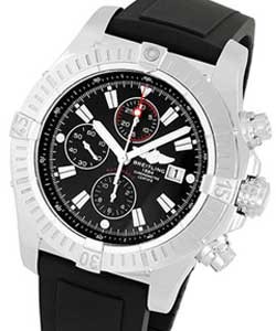 Super Avenger Chronograph in Steel on Black Rubber Strap with Black Dial