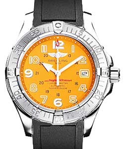 Superocean in Steel on Black Rubber Strap with Orange Dial