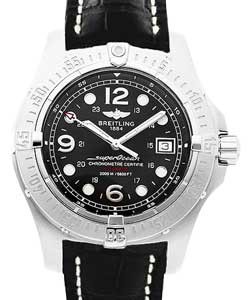 Superocean Steelfish X-Plus Men's Automatic in Steel Steel on Black Leather Strap with Black Dial