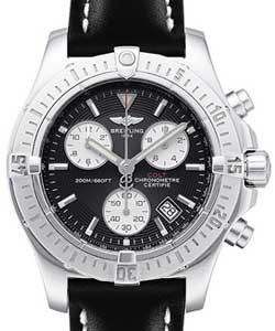 Colt II Chronograph in Steel on Black Calfskin Leather Strap with Black Dial