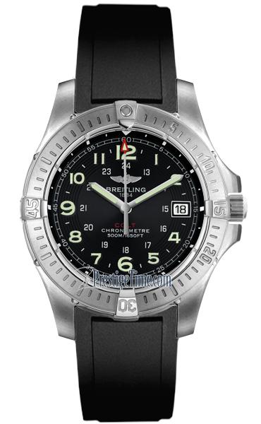 Colt II in Steel on Black Rubber Strap with Black Dial