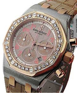 Royal Oak Offshore Suade Ladies with Diamond Bezel Steel with Rose Gold Bezel  -  Beige Dial