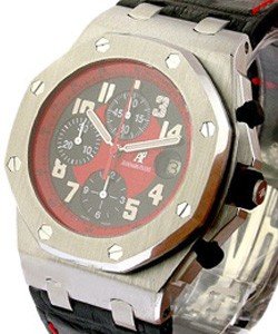 Royal Oak Offshore Masato Limited Edition in Steel on Black Alligator Leather Strap with Black and Red Dial