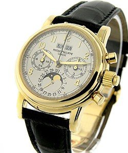 5004 Split-Second Chronograph Perpetual Calendar Yellow Gold on Strap with White Dial