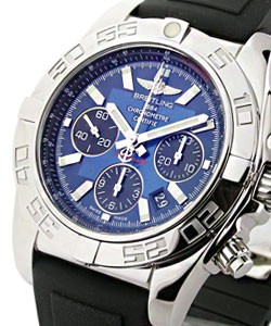 Chronomat  B01 in Stainless Steel on Black Rubber Strap with Blue Dial