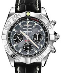 Chronomat B01 in Steel on Black Alligator Leather Strap with Grey Dial