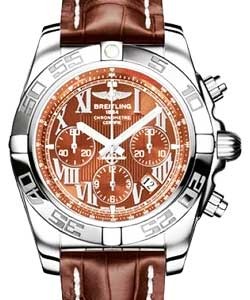 Chronomat B01 in Steel on Brown Crocodile Leather Strap with Bronze Roman Dial