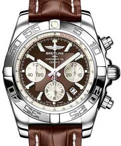 Chronomat B01 in Steel on Brown Alligator Leather Strap with Brown Dial